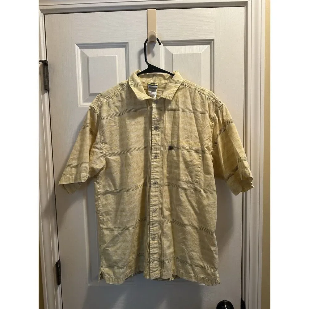 The North Face A5 Series Mens Button Down Shirt Size Medium Yellow Logo